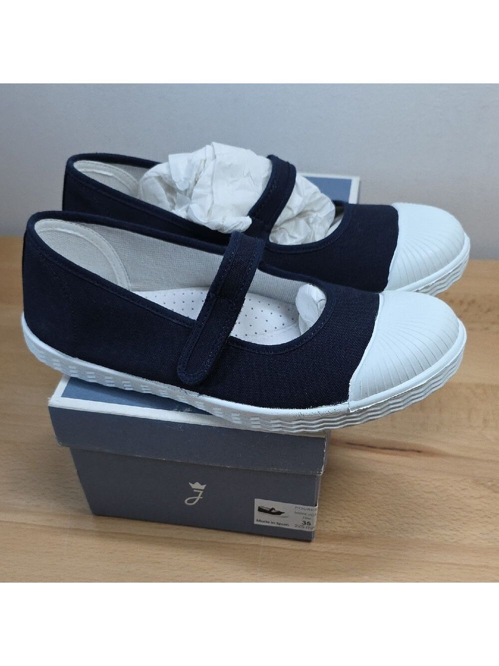 Jacadi Navy and White Mary Jane Flats